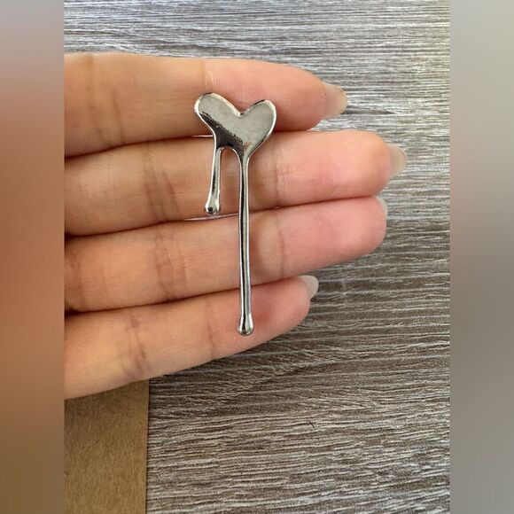 Silver Heart Drop Earrings A1418 - Picture 4 of 5